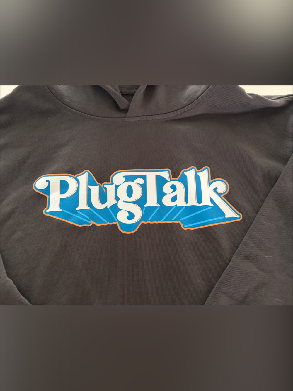Graphic Hoodie in Charcoal with Blue Logo